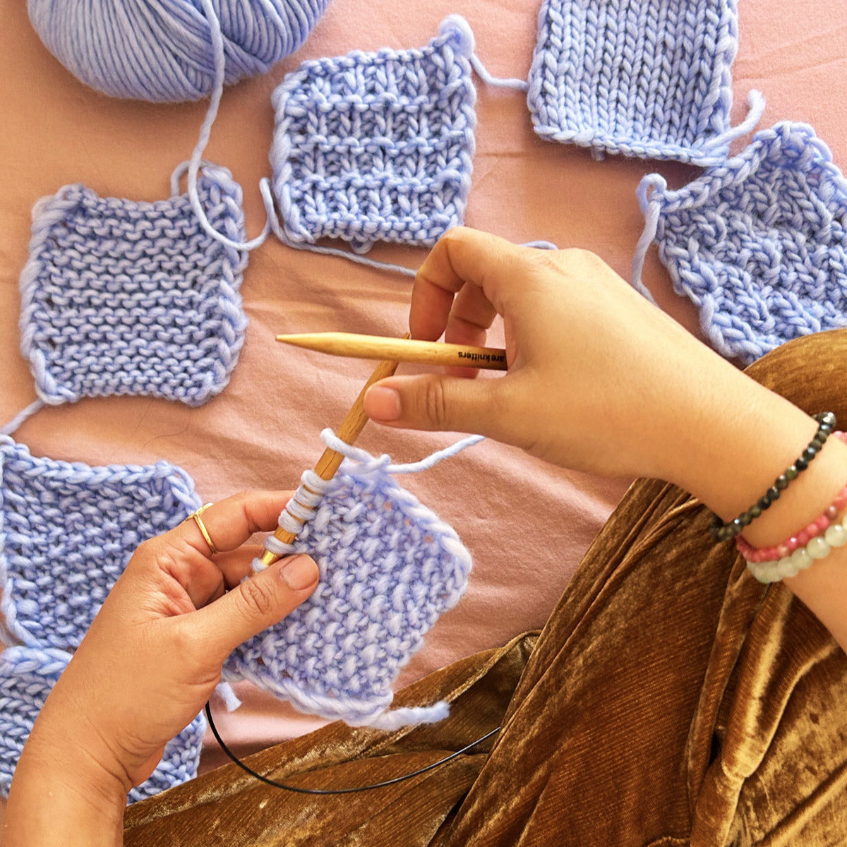 Stitch Sampler: Learn The Basics Knitting Kit - Make your first Cotton Snood