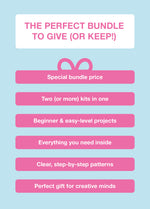 2 Kits Bundle | Knitting Stitch Sampler Kit Make your first Snood + Morse Scarf - Yummy Yarn Fine Version