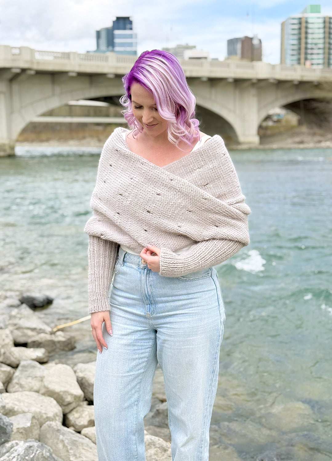 Easy Eyelet Sweater Scarf x @knitatude Kit - Petite Premium Version