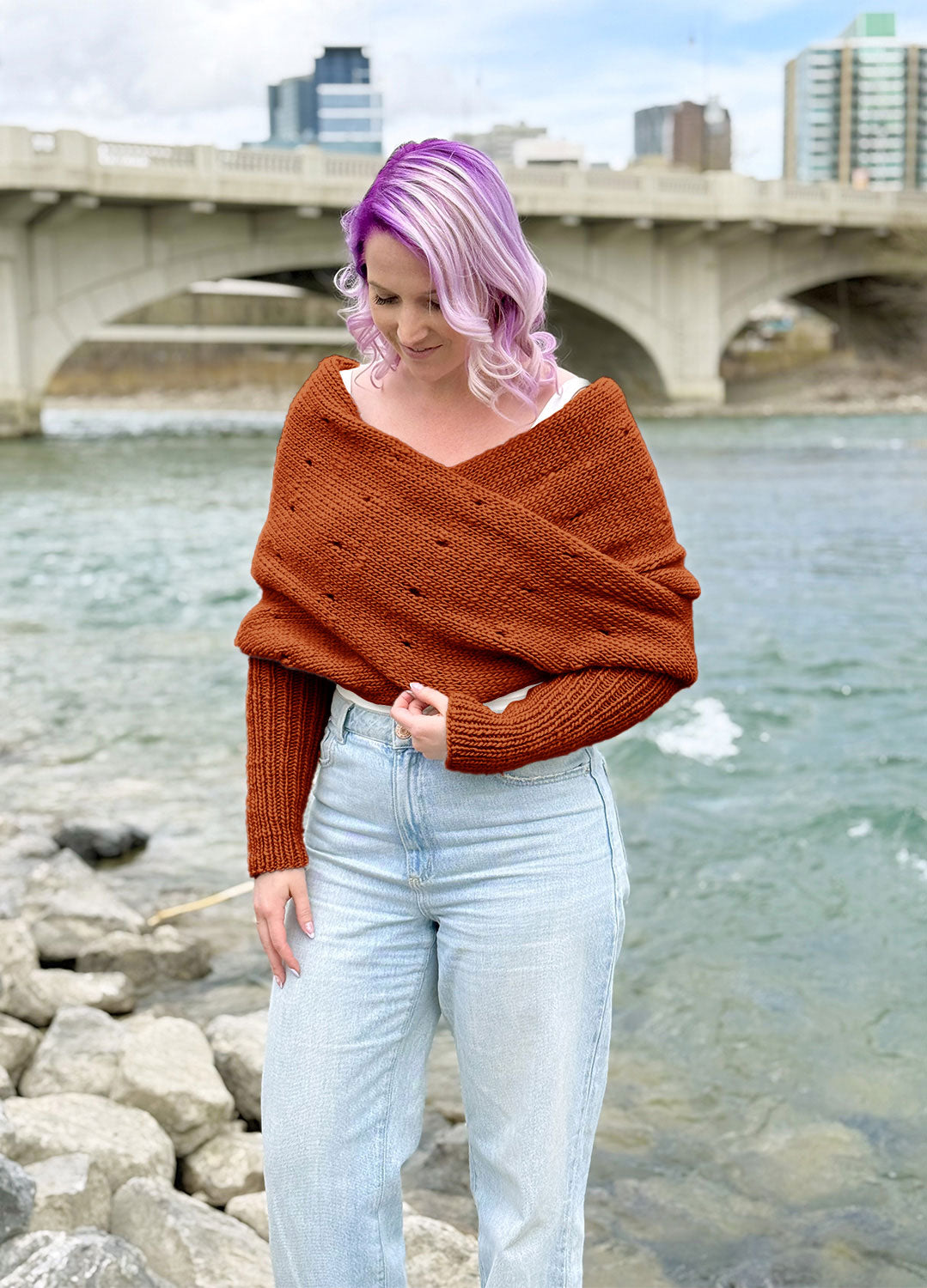 Easy Eyelet Sweater Scarf x @knitatude Kit - Petite Premium Version