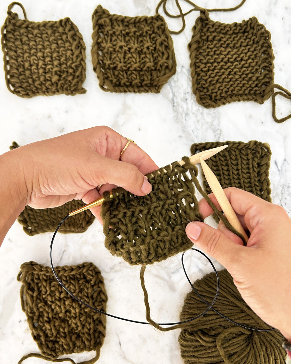 Stitch Sampler: Learn The Basics Knitting Kit - Make your first Cotton Snood