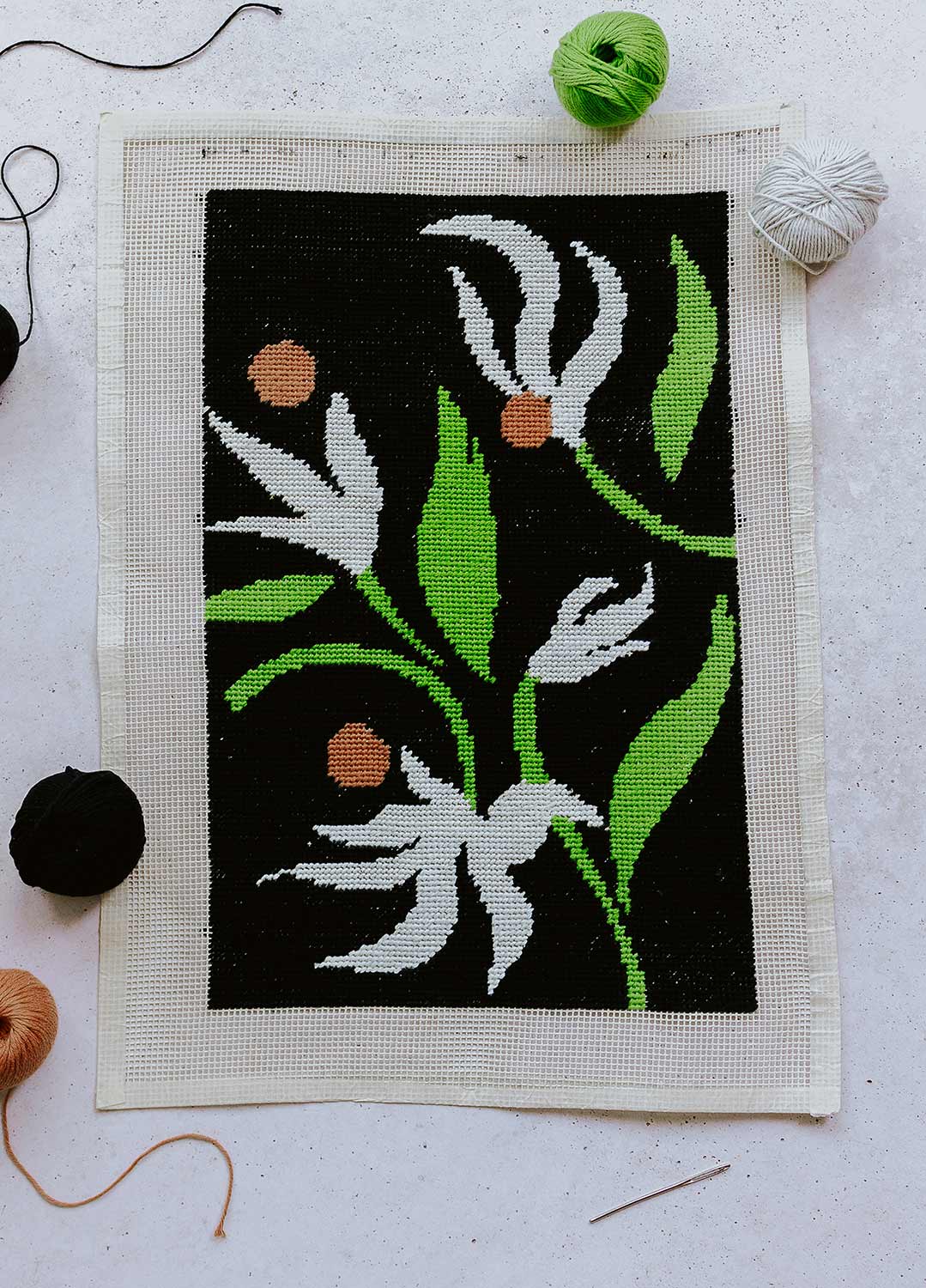 Abstract Flower Petit Point Pattern