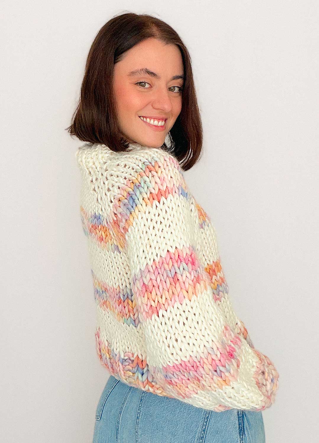 The Striped Rainbow Sweater Kit x @paula.on.knits - Yummy Yarn Version
