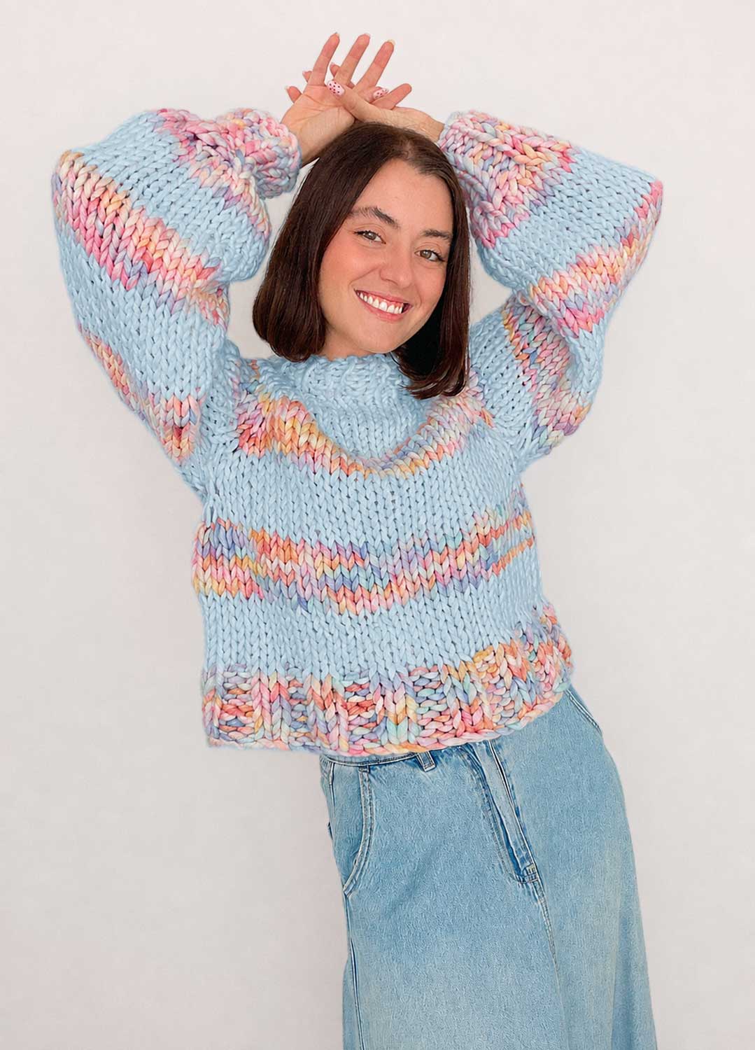 The Striped Rainbow Sweater Kit x @paula.on.knits - Yummy Yarn Version