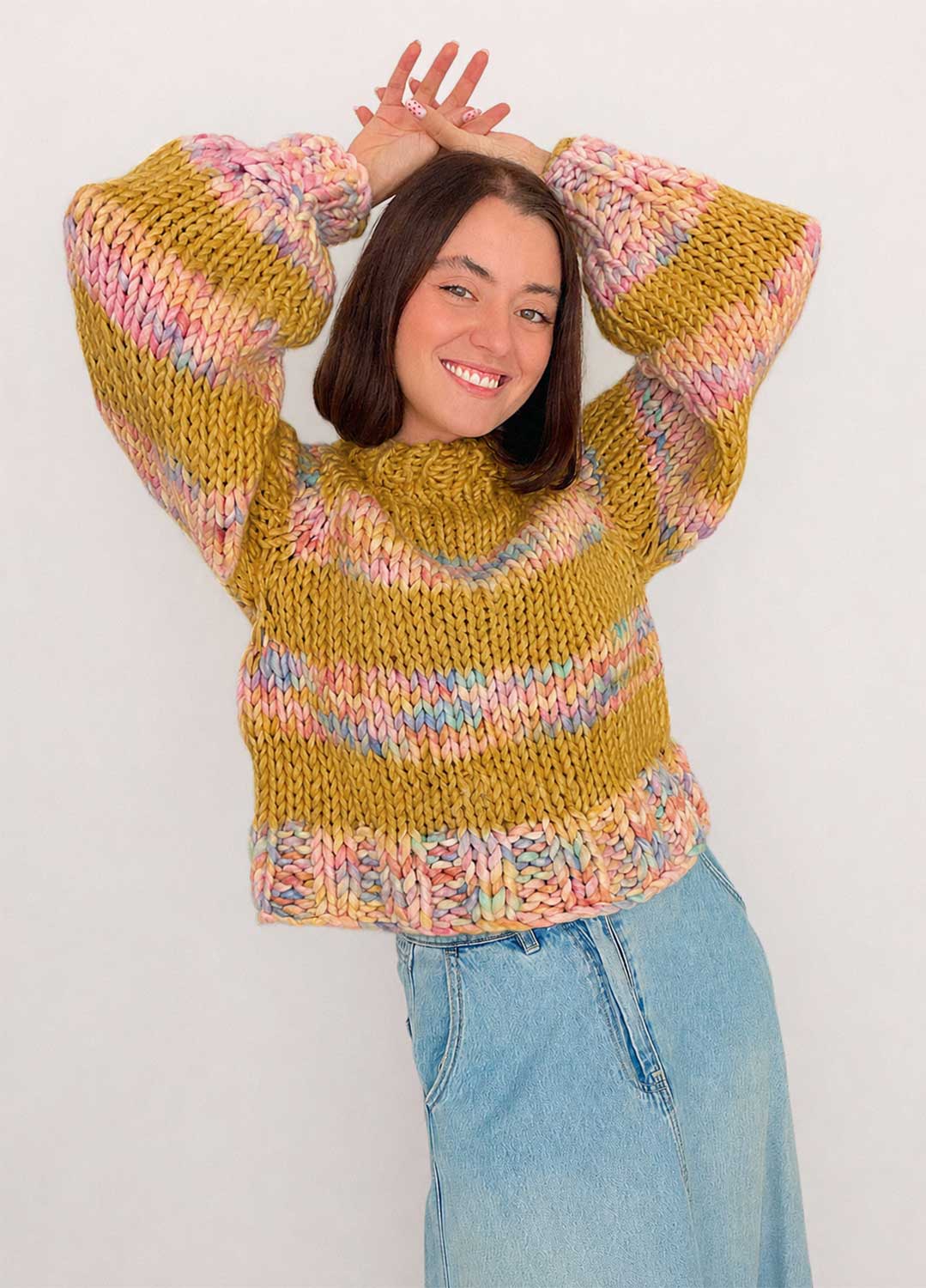 The Striped Rainbow Sweater Kit x @paula.on.knits - Yummy Yarn Version