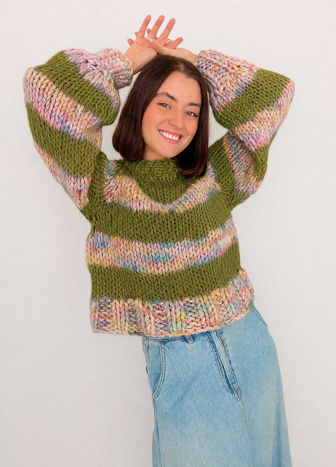 The Striped Rainbow Sweater Kit x @paula.on.knits - Yummy Yarn Version
